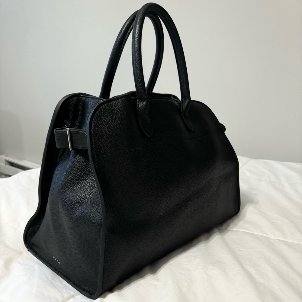 Stylish Black Leather Shoulder Bag just like The Row
